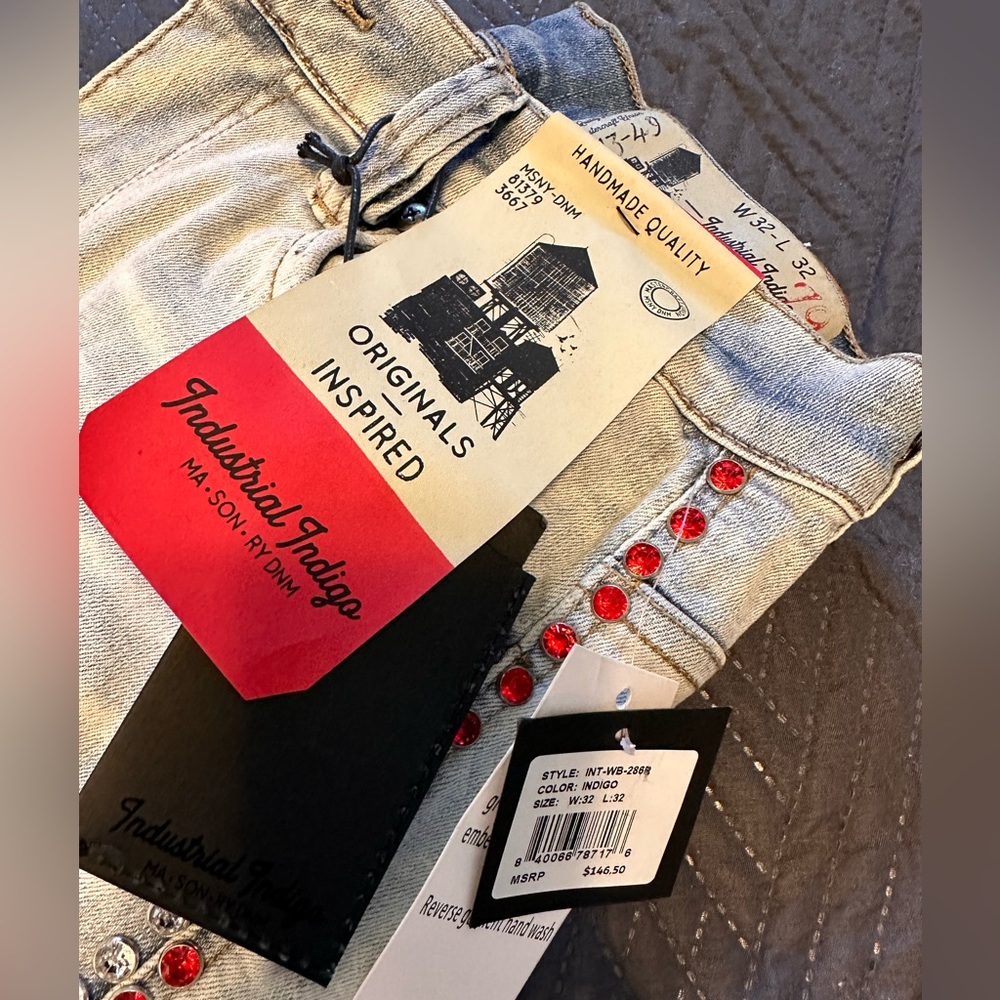 Industrial indigo jeans bling